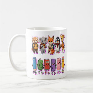 Cute Back to School Animals PNG | Kawaii Kids Fan Coffee Mug