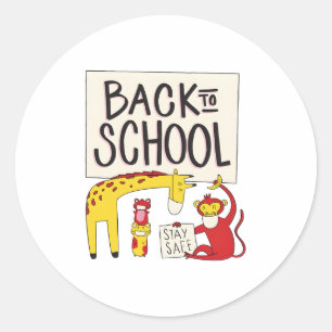 Cute Back to School Animals Safety Design Classic Round Sticker