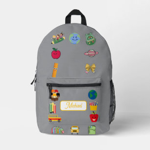 Cute Back To School Bus Children Globe Pencils Printed Backpack