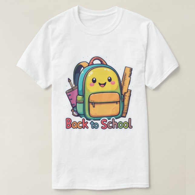 Cute Back to School Cartoon T-Shirt (Design Front)