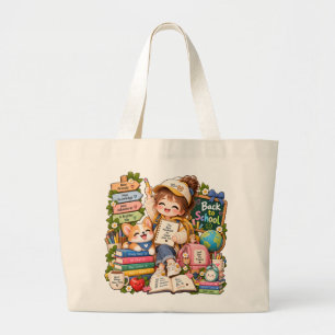 Cute Back to School Character Jumbo Tote Bag