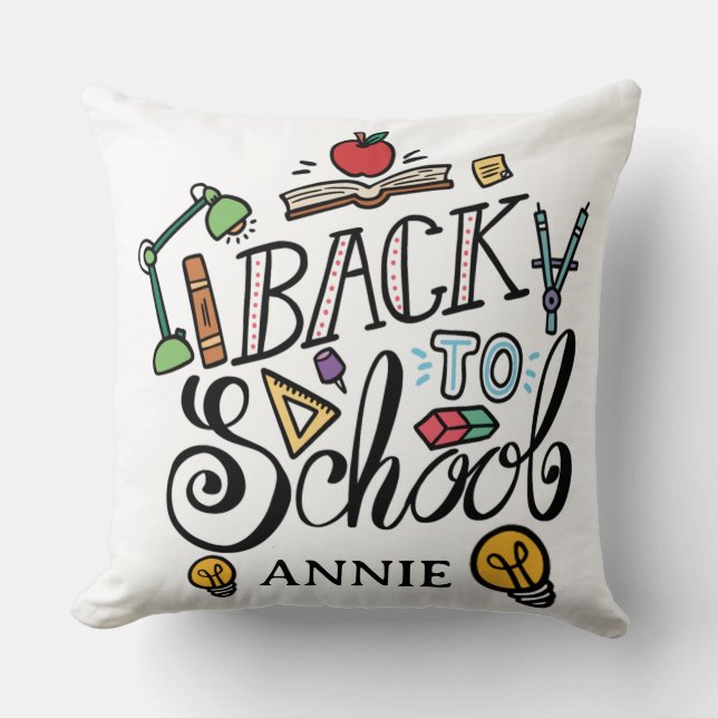 Cute Back to School Custom Throw Pillow (Front)