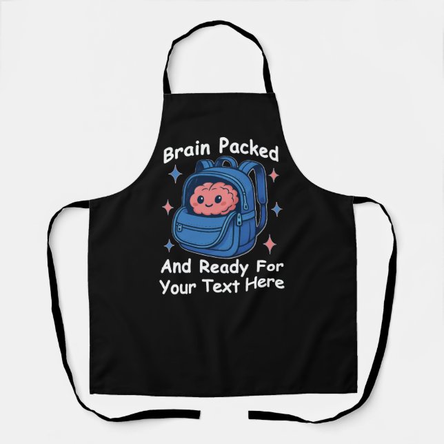 Cute Back-to-School Customisable “Brain Ready" Apron (Front)