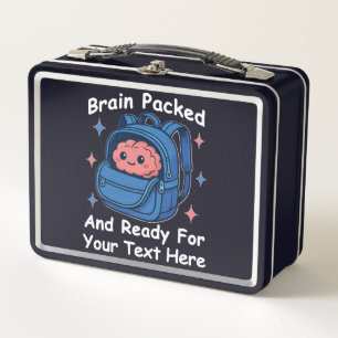 Cute Back-to-School Customisable “Brain Ready" Metal Lunch Box