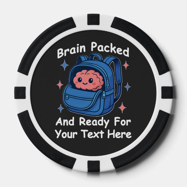 Cute Back-to-School Customisable “Brain Ready" Poker Chips (Front)