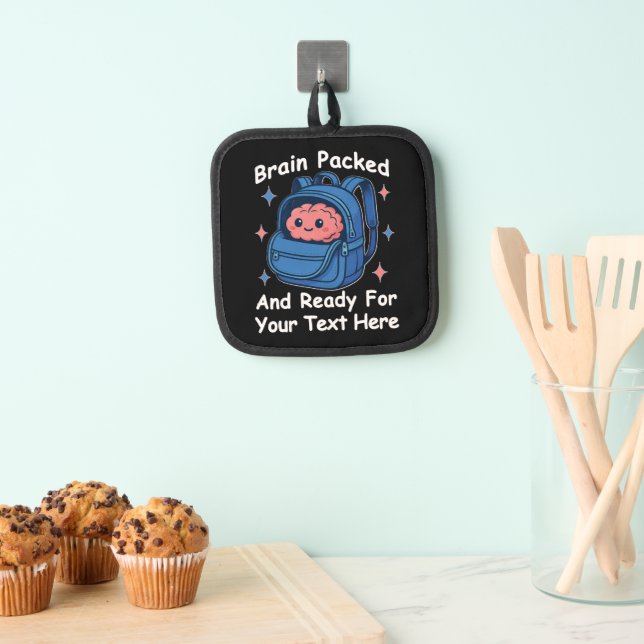 Cute Back-to-School Customisable “Brain Ready" Pot Holder (Insitu(Hanging))