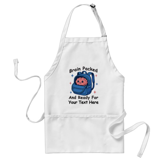 Cute Back-to-School Customisable “Brain Ready" Standard Apron (Front)