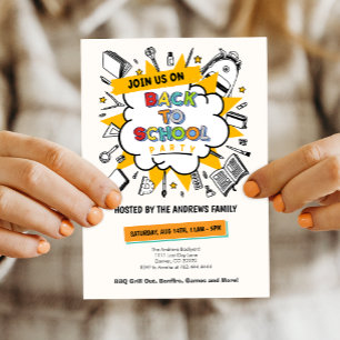 Cute Back to School Family Party Invitation