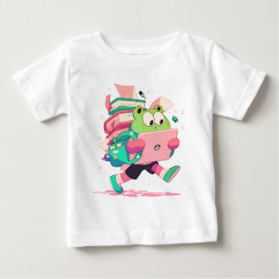 Cute Back to School Frog with Books and Backpack Baby T-Shirt