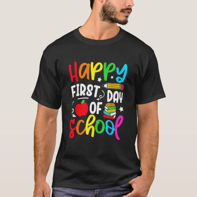 Cute Back To School Happy First Day Of School Teac T-Shirt (Front)
