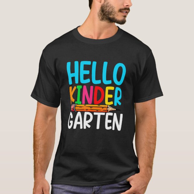 Cute Back To School Hello Kindergarten First Day O T-Shirt (Front)