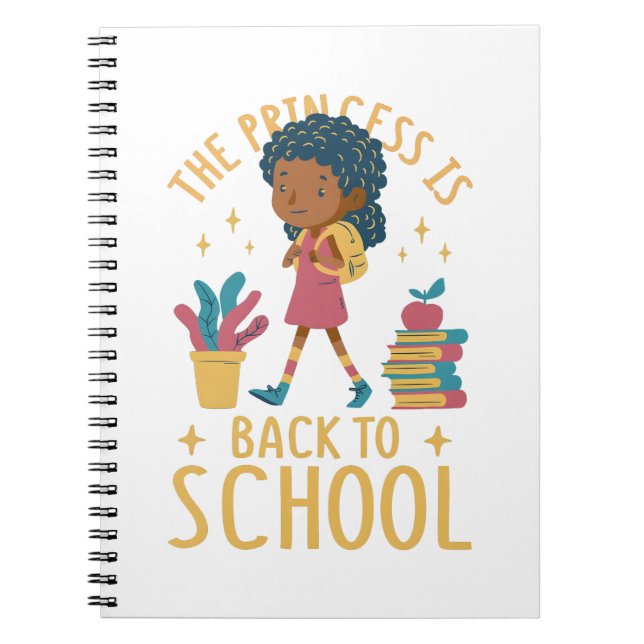 Cute Back to School Princess Girl Illustration Notebook (Front)