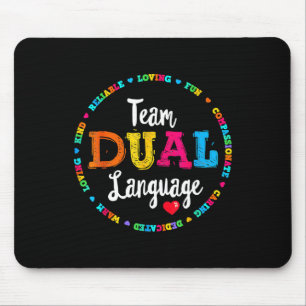 Cute Back To School Squad Team Dual Language Teach Mouse Pad
