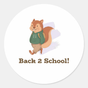 cute back to school squirel design classic round sticker