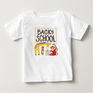 Cute Back to School Stay Safe Giraffe Monkey Baby T-Shirt