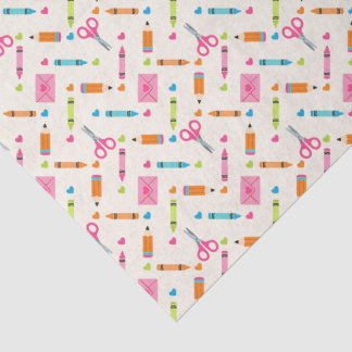 Cute Back to School Year Pastel Supplies Pattern Tissue Paper