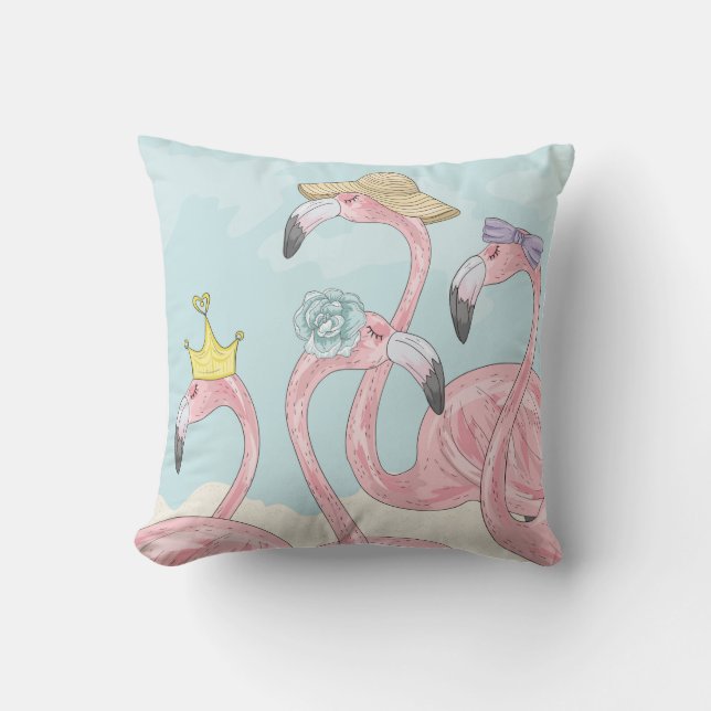Cute background with flamingos. Summer background  Cushion (Front)