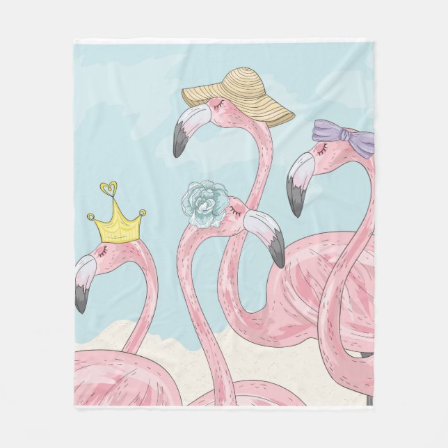 Cute background with flamingos. Summer background  Fleece Blanket (Front)