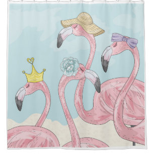 Cute background with flamingos. Summer background Shower Curtain