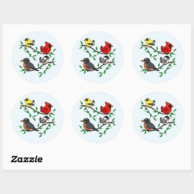 Cute Backyard Birds Classic Round Sticker (Sheet)