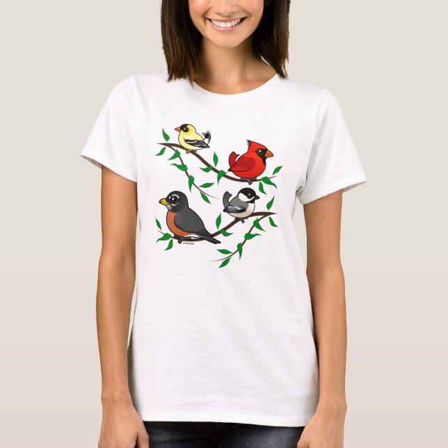 Cute Backyard Birds T-Shirt (Front)