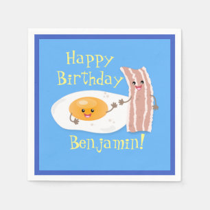 Cute bacon and egg cartoon illustration napkin