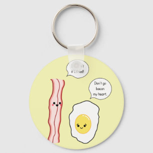 Cute Bacon and Egg Cartoon Key Ring