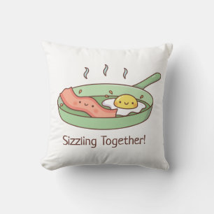 Cute Bacon and Egg Sizzling Together Couple Cushion