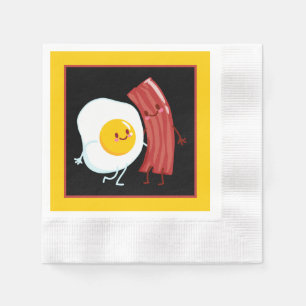 Cute bacon and eggs breakfast party napkin