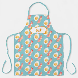 Cute Bacon & Eggs Pattern   Monogram Apron