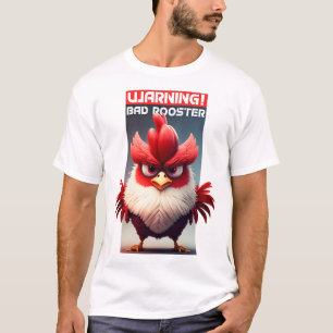 Cute Bad Rooster Illustration T-Shirt