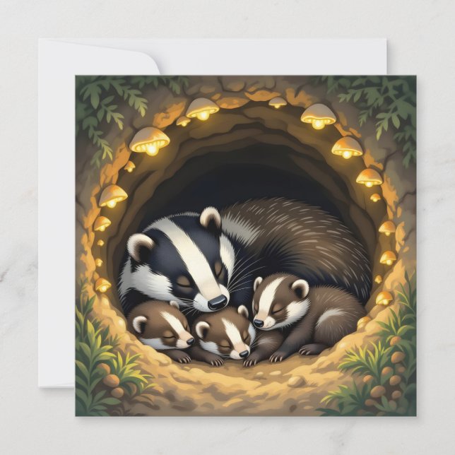 Cute  Badger Family Napping (Front)