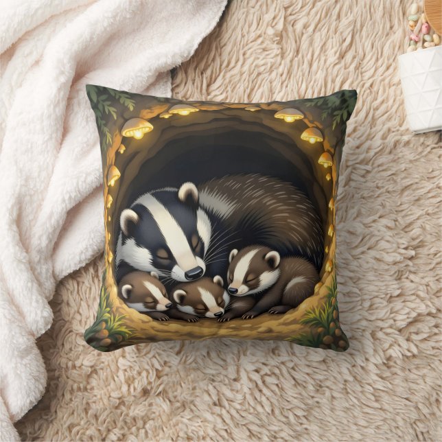 Cute  Badger Family Napping Cushion (Blanket)