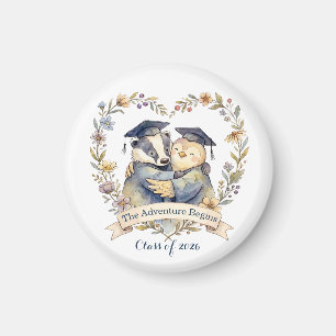 Cute Badger & Penguin Graduation Hug Personalised Magnet