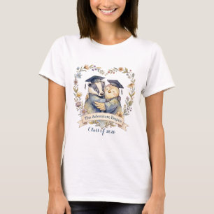 Cute Badger & Penguin Graduation Hug Personalised T-Shirt