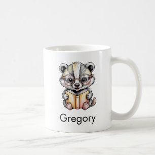 Cute Badger Reading a Book Custom Coffee Mug