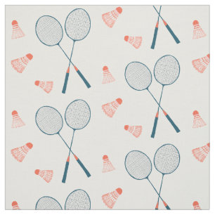 Cute Badminton Birdie Racquet Shuttlecock Retro Fabric