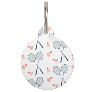 Cute Badminton Birdie Racquet Shuttlecock Retro Pet Tag
