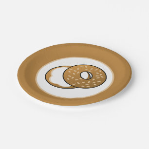 cute bagel lovers party paper plate