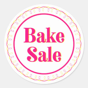 Cute Bake Sale Pink Yellow Classic Round Sticker