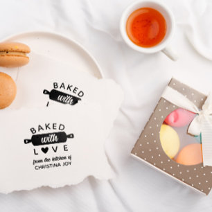 Cute Baked With Love Handmade Small Business Rubbe Rubber Stamp