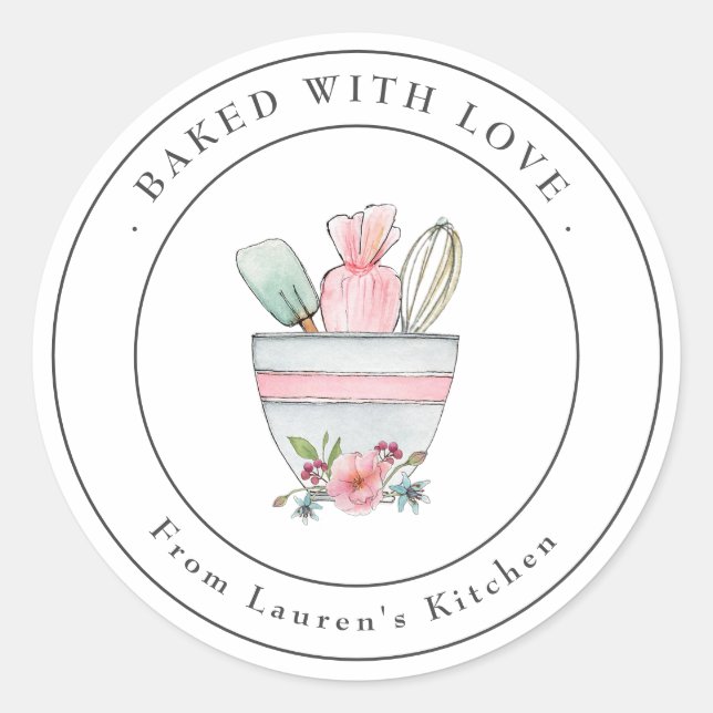 Cute Baked with love Utensils Label (Front)