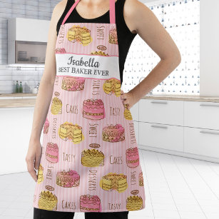 Cute Baker Cake Pastry Chef Personalised Name Apron