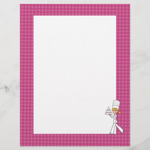 Cute Baker Chef Art Unlined Recipe Page
