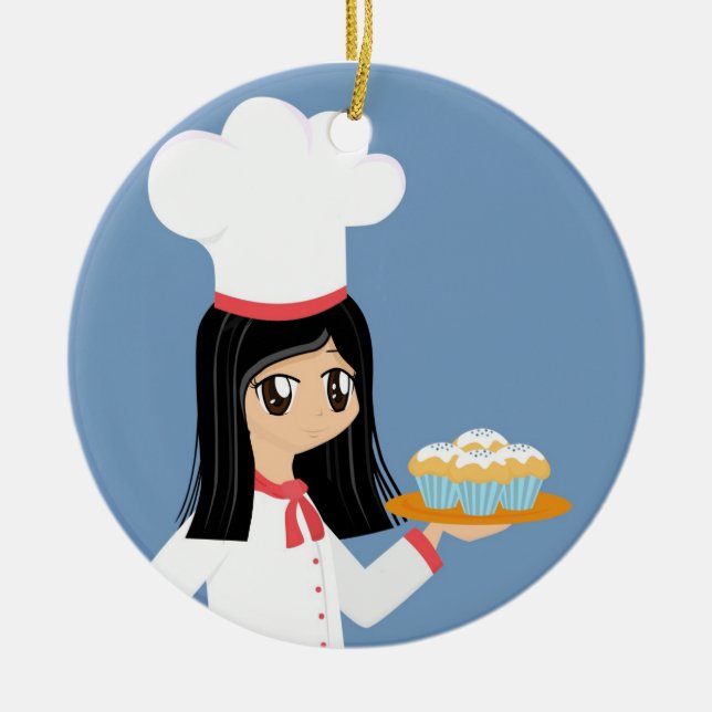 Cute Baker Girl Ornament (Front)