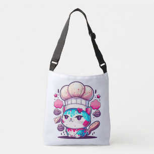 Cute Baker Pastry Chef Cat Kitten with Bread   Crossbody Bag