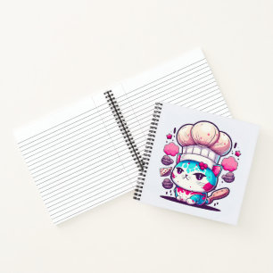 Cute Baker Pastry Chef Cat Kitten with Bread   Notebook