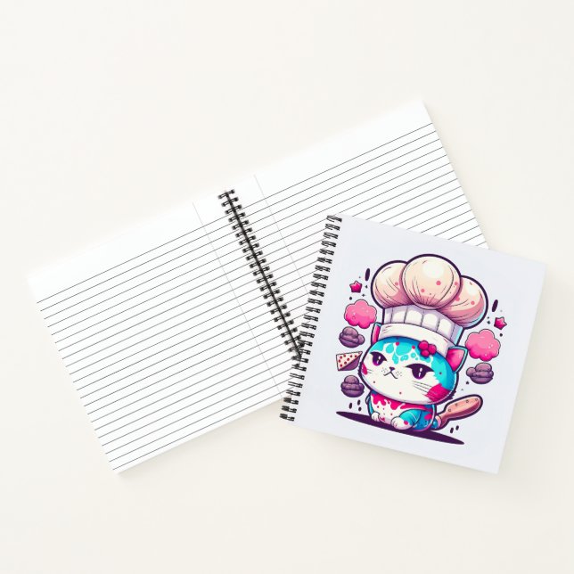 Cute Baker Pastry Chef Cat Kitten with Bread | Notebook (Inside)