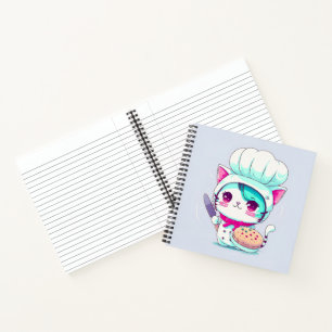 Cute Baker Pastry Chef Cat with Cake and Knife   Notebook