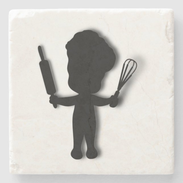 Cute Baker Stone Coaster (Front)